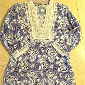 Beautiful Boho Blue/White Top size 2 by Sulu